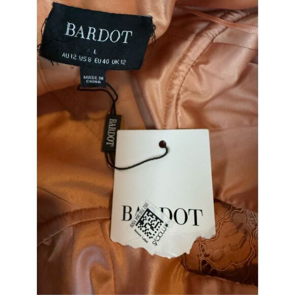 Bardot Riveria Lace Corset Bodycon Halter Dress In Rust Orange/Peach Size 8 - Picture 9 of 11